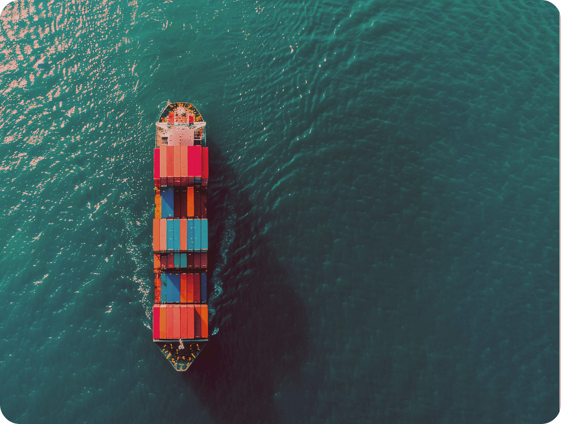 Container ship at sea representing sea freight service