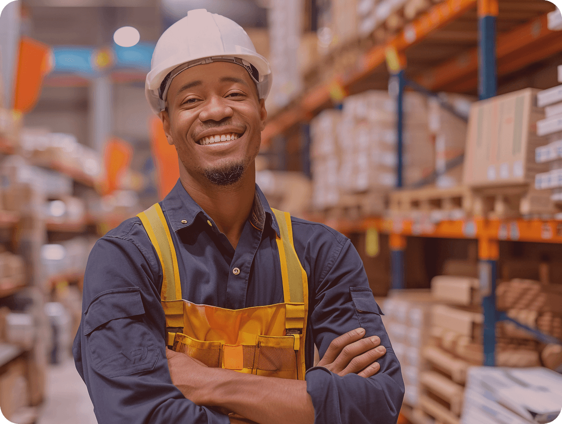Warehouse worker in distribution facility